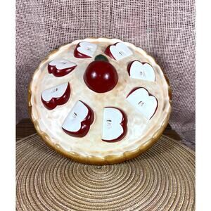 Vintage Ceramic Apple Pie Dish with Lid~Pie Server~Farmhouse~Kitchen Decor
